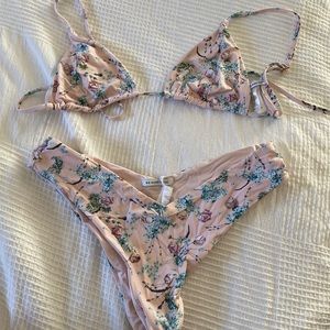 Pink floral (dusty rose) Weworewhat bikini set (medium) worn 1 time!